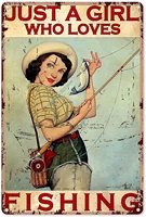 girl fishing aluminum metal tin signjust a girl who loves fishingvintage wall decor aluminum poster for home bar cafe garage