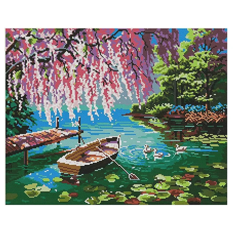 

Cross Stitch Kits Pre-Printed Stamped Cross Stitch Kit DIY Art Crafts For Beginners 14CT-Autumn In The Creek