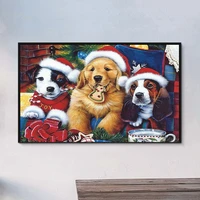 5d diy diamond art painting cute dog full drill diamond art embroidery animals christmas bedroom living room home decoration