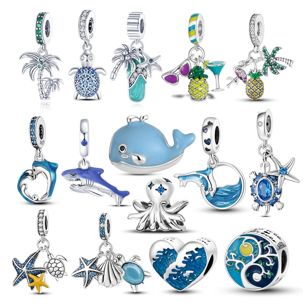 

Женский серебряный браслет в виде черепахи, морской звезды, Дельфина осьминога, подходящий для оригинального браслета, ювелирные изделия