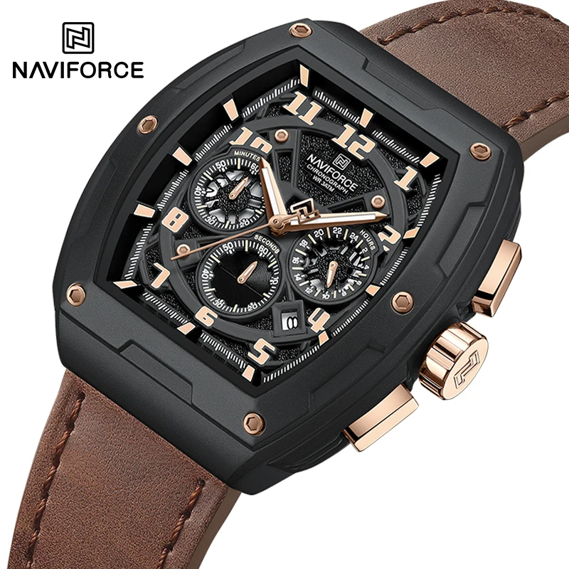 Роскошные брендовые военные спортивные часы NAVIFORCE для мужчин 24-часовой дисплей