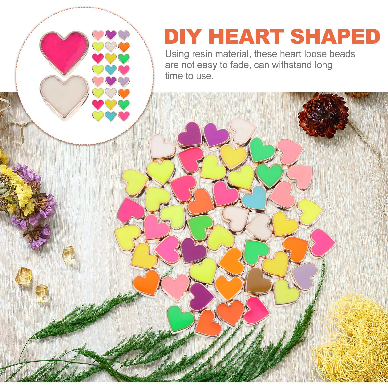 50 шт. браслет персиковое сердце с большим отверстием бусины ручная цепочка
