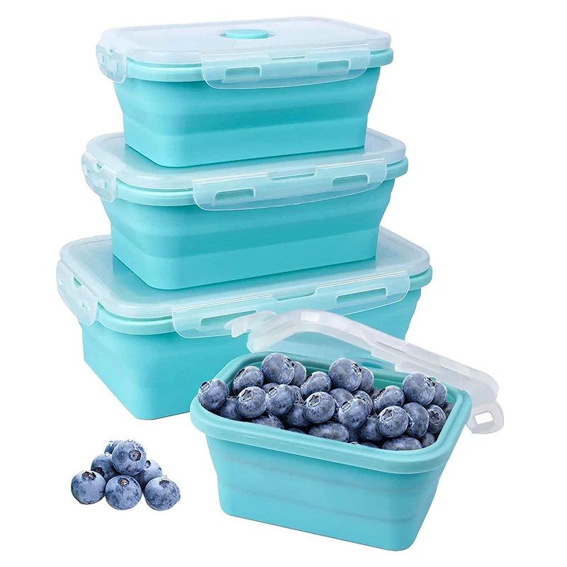 Силиконовый ланч-бокс Bento Box складной контейнер для хранения продуктов с крышками