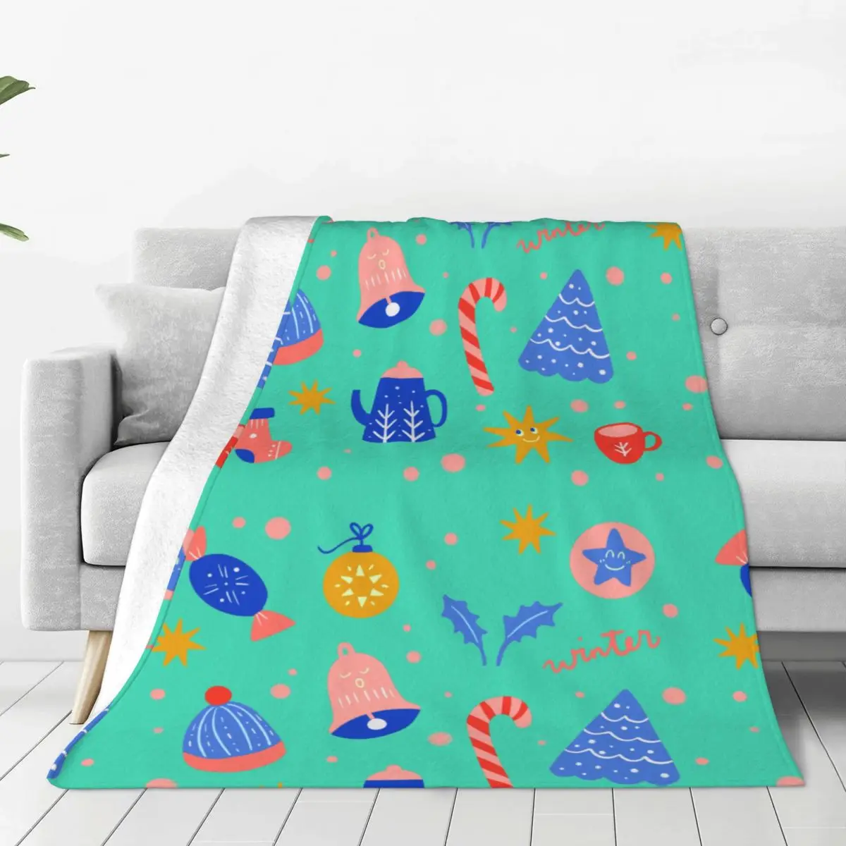 

Winter Christmas Blanket Ultra Soft Cozy Blooming Flowers Decorative Flannel Blanket All Season For Home Couch Bed Chair Travel