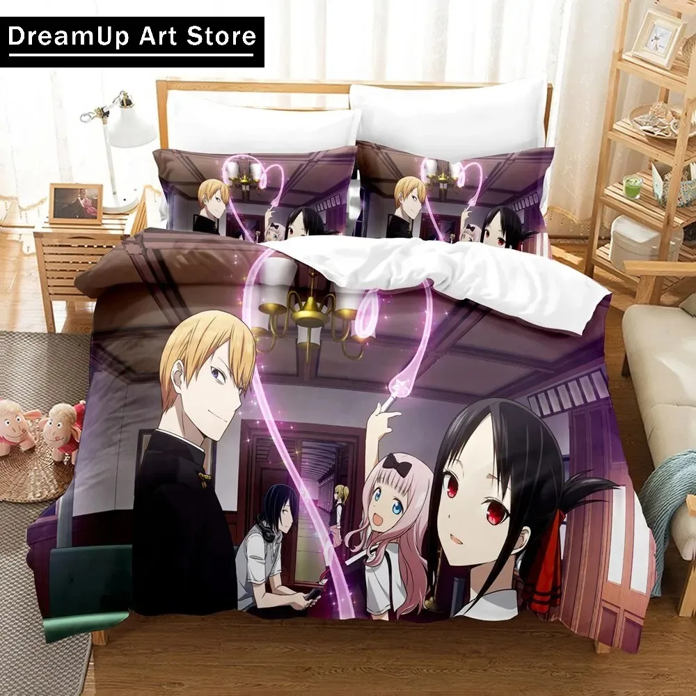 Комплект постельного белья в стиле аниме Kaguya-sama Love is War с 3D принтом милый