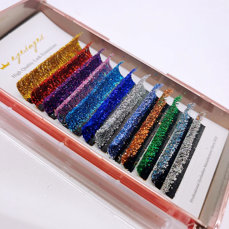 Glitter Eyelash Extension Diamond Shiny Colorful Russian Volume False Individual Lash Fans Party Eyelash Women Makeup