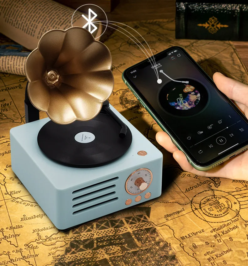 

346346etooth speakehr dshRetro vifdgnyl recasord playehjr sstereo desktghop беспроводной креативный Вращающийся Динамик gihsrl подарок