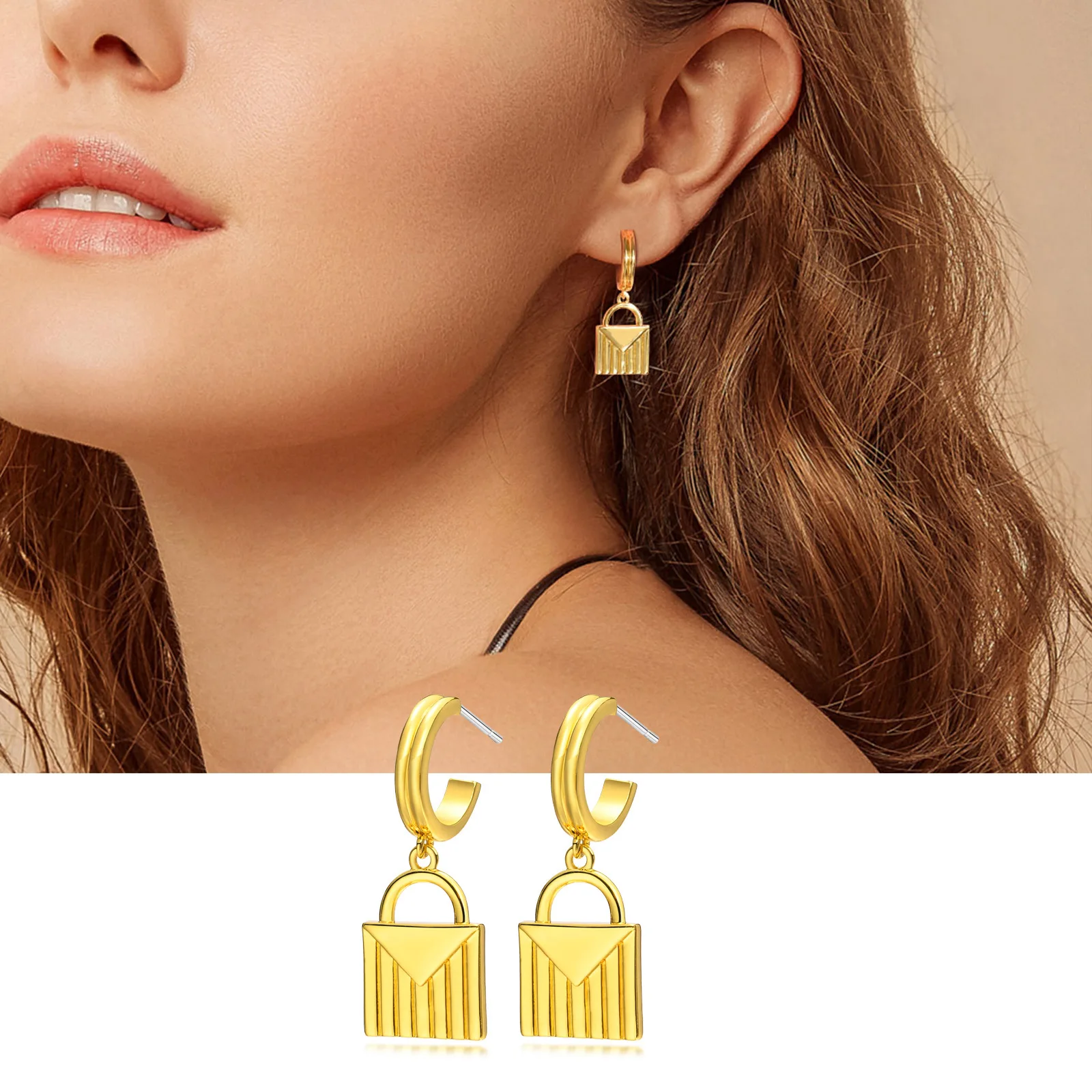 

Women's Fashion Hoop Huggie Earrings, Gold Color Anti Allergy Dainty Copper Bag Earrings Gift Jewelry To Mom Girls Lover