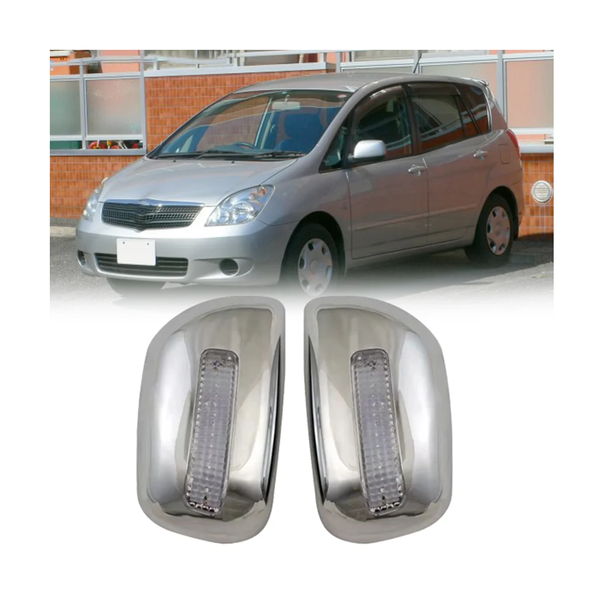 

Автомобильное хромированное серебристое боковое стекло заднего вида, чехол для зеркала заднего вида, крышки для зеркала заднего вида, оболочка для Toyota Corolla Space o 2001-2007