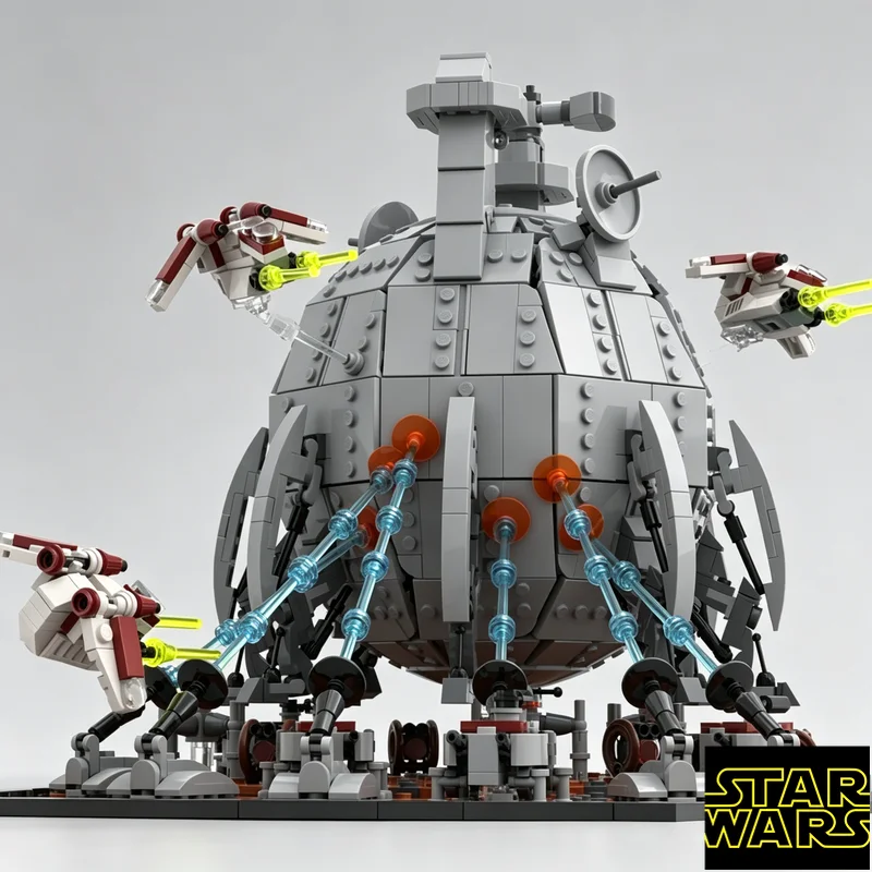 Фото 2667 деталей MOC: Диорама «Битва на Геонозисе» с космическим кораблем, креативные идеи, детская игрушка, строительные блоки, развивающая игрушка №5