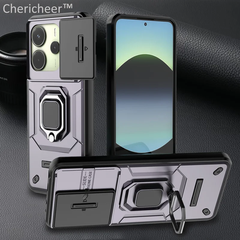 Чехол для Xiaomi Redmi Note 14 4G/5G защита камеры военный щит бронированные чехлы кольцевой