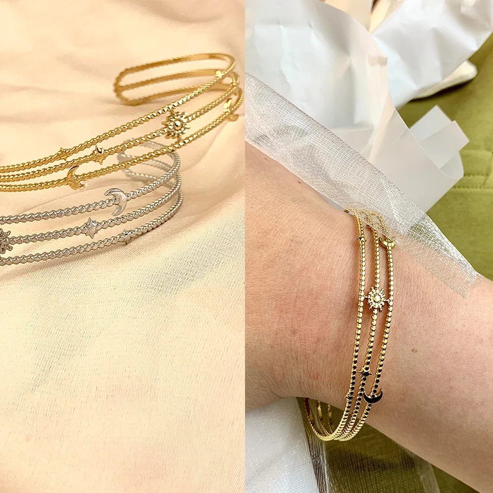

Bracelet for Women Minimalist Irregular Wave Twisted Stainless Steel Jewelry Open Adjustable Simple Bangle Girl Trend Gold Gifts