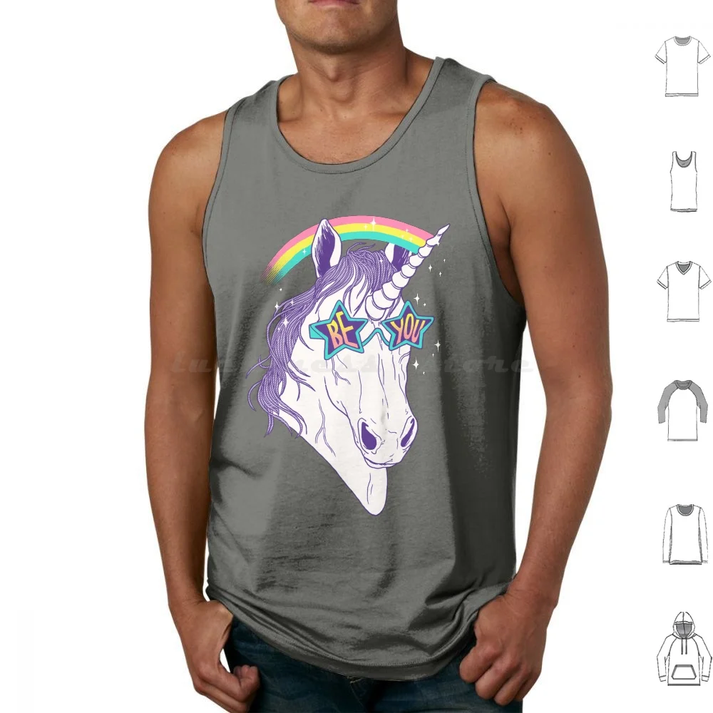 

Be You Tank Tops Print Cotton Unicorn Magic Rainbow 80S Pride Magical Sparkle Star Love Horse Retro Horn Wytrab8