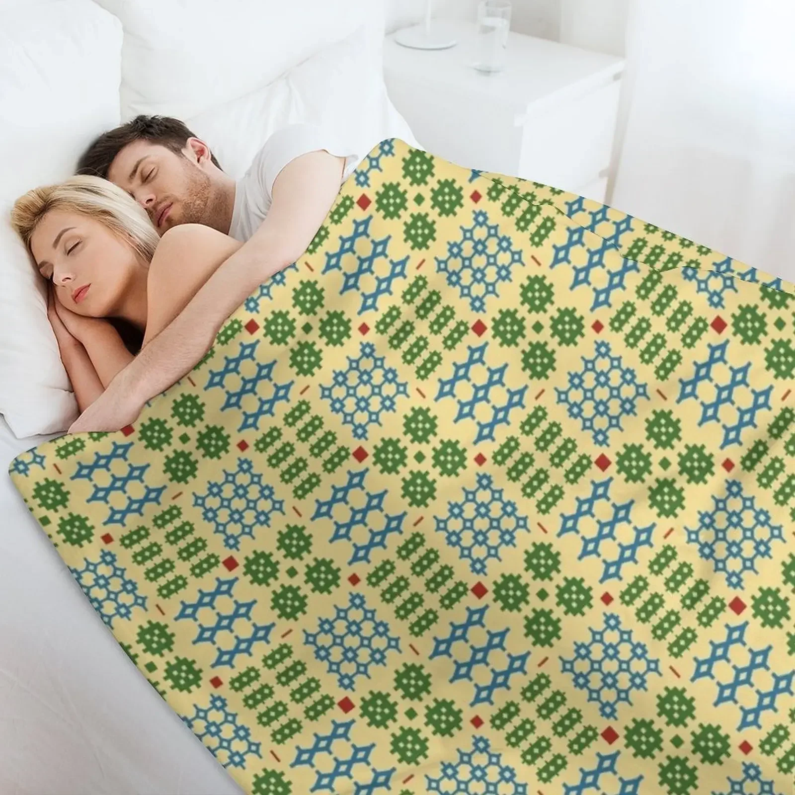 Узор валлийского гобелена Carthencatori Cym markii (зеленый и синий) Плед Волосатое мягкое