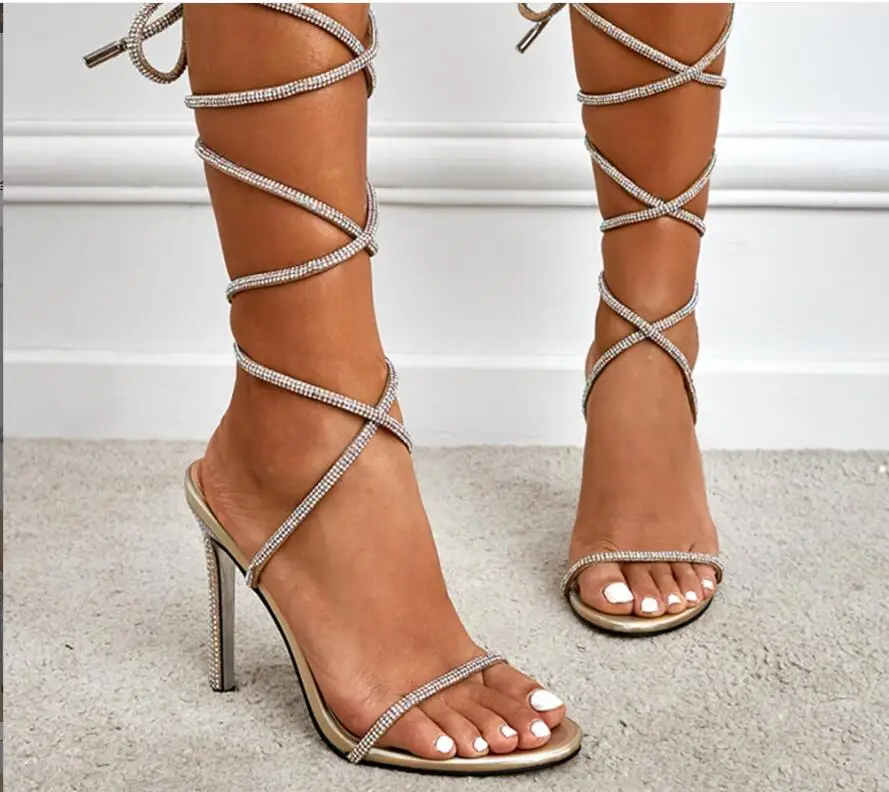 Fashion Gold High Heel Sandals Summer Women Fine heel Solid Color binding Fish Mouth Slippers Party Casual Shoes Sandals Large