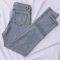 women high waist skinny jeans stretch pencil pants cotton elastic denim trousers 2022 summer fashion streetwear light wash