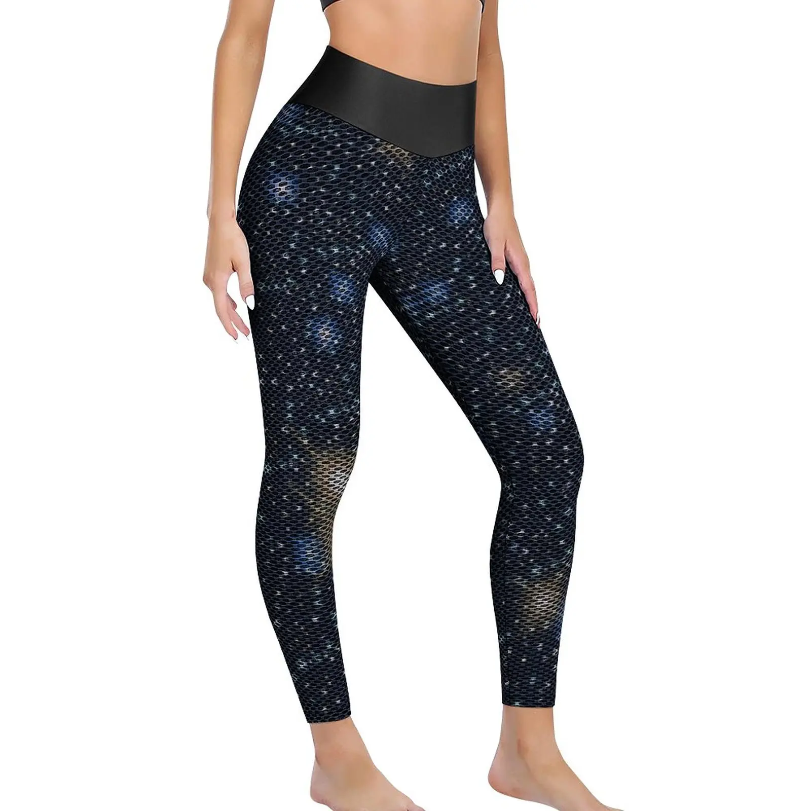 

Dark Blue Galaxy Yoga Pants Sexy Vivid Sparkle Stars Graphic Leggings High Waist Fitness Leggins Elegant Seamless Sport Legging