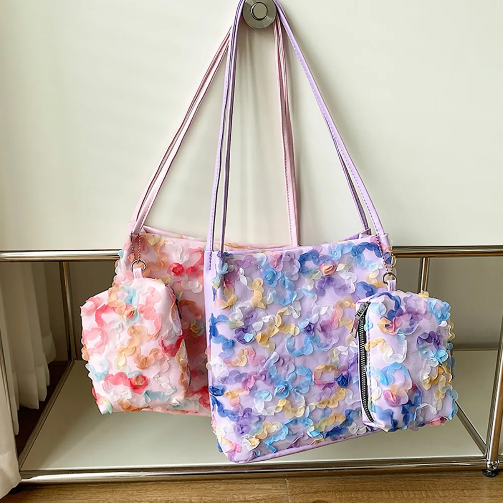 

Elegant Lace Flowers Handbag PU Leather Designer Handle Crossbody Handbag Shoulder Handbags for Outdoor Traveling