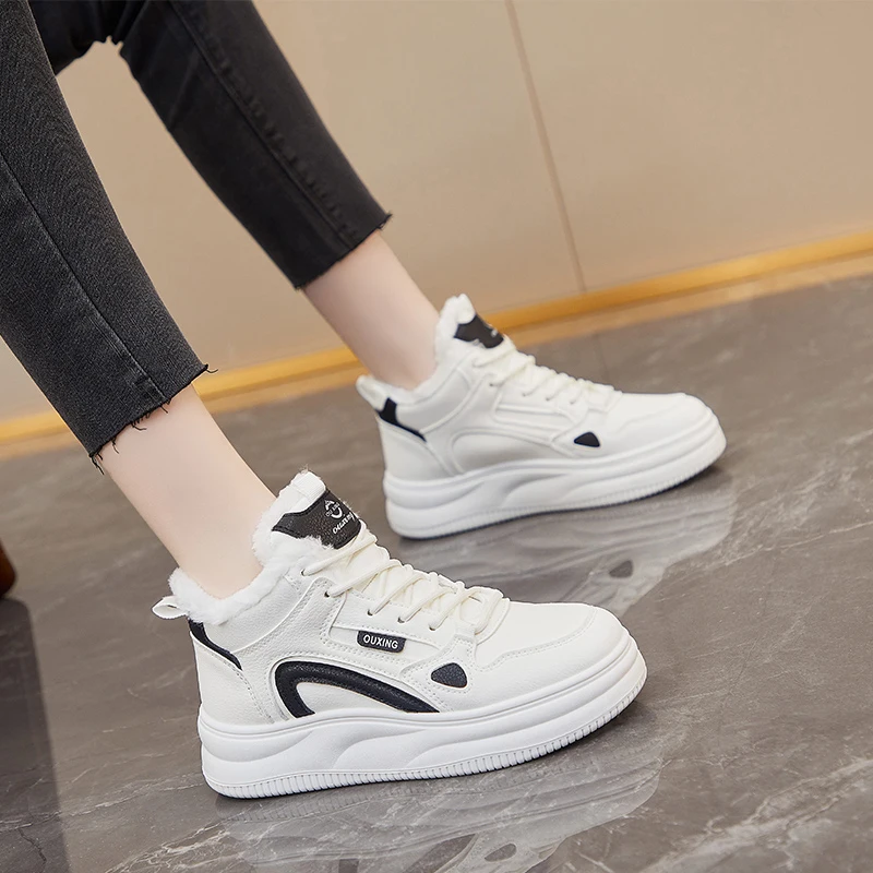 New women's high top plus cashmere cotton shoes fashion comfortable snow boots warm quality casual