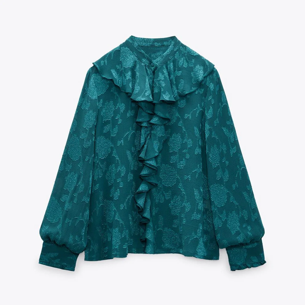 

Весенняя Новинка 2023, женская одежда UNIZERA, многослойная декоративная жаккардовая рубашка с круглым вырезом и длинными рукавами для женщин 2285893