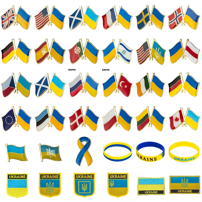 Фото Шотландия Украина дружба Флаг значок Заколка Брошь Европейская Великобритания