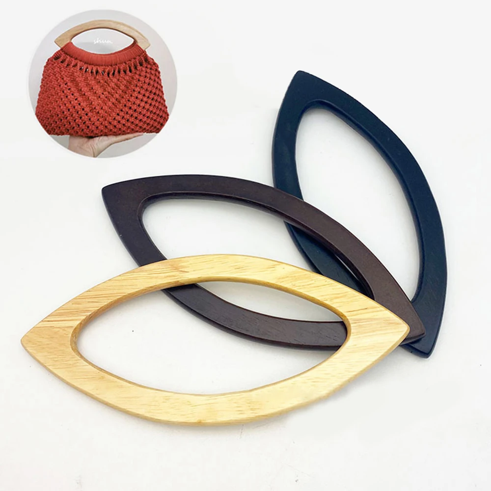 

Fashion Wooden Tote Handle Eyes And Mouth Shape Woven Bag Handle DIY Replacement Wrist Bag Hand Bag Accessories Handcraft