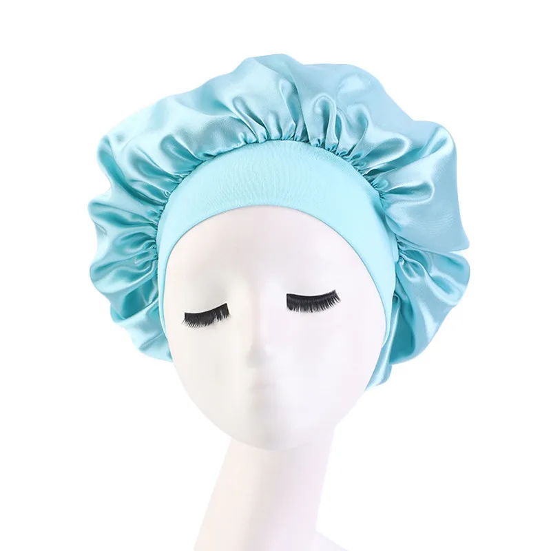

Newly Women's Satin Solid Sleeping Hat Night Sleep Cap Hair Care Bonnet Nightcap For Women Men Unisex Cap bonnet de nuit