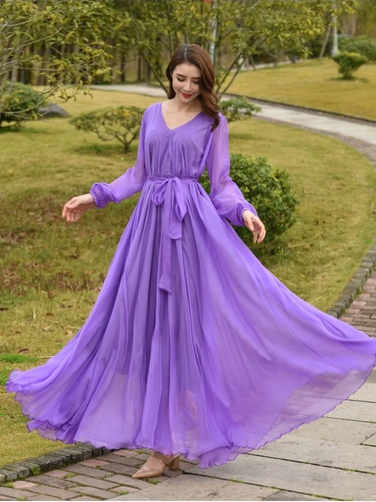 

Платья для женщин 2022 свободное однотонное платье оверсайз с длинным рукавом женское платье для отпуска на море юбка миди с поясом элегантно...