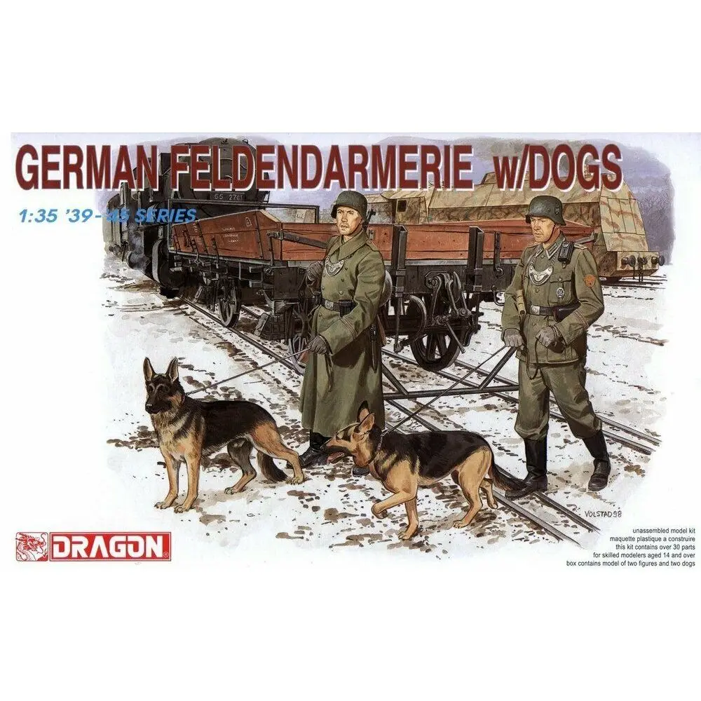 

Hobby Kit DRAGON 6098 1/35 German Feldendarmerie w/Dogs - Scale Model Kit DIY Toy
