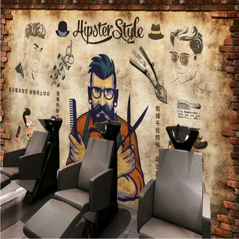 Ретро ностальгическая кирпичная стена для мужчин Парикмахерская искусственная