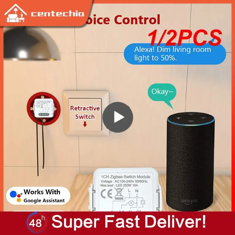 

Умный Wi-Fi модуль Tuya, 1/2 шт., потайной переключатель для рулонного затвора, электрический мотор 1/2, совместим с Alexa Home