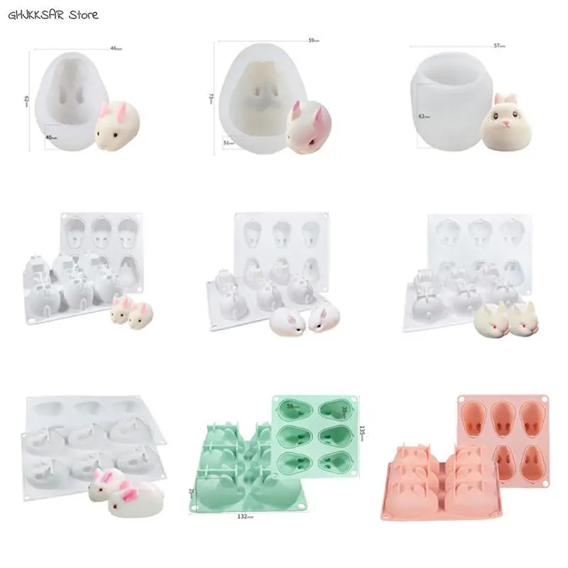 

1/6 Holes Rabbit Easter Silicone Mold 1PC 3D Bunny Cake Mould Handmade Soap Candle Model Mousse Cake Decorating Tools Bakeware