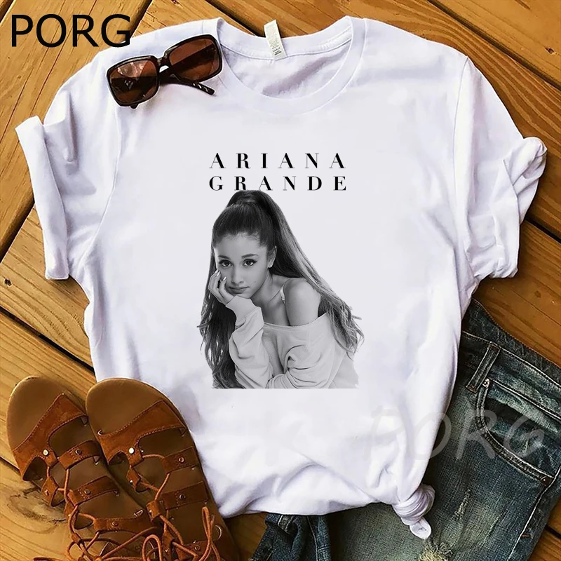 Футболка Ariana Grande женская с круглым вырезом и принтом Готическая уличная одежда в