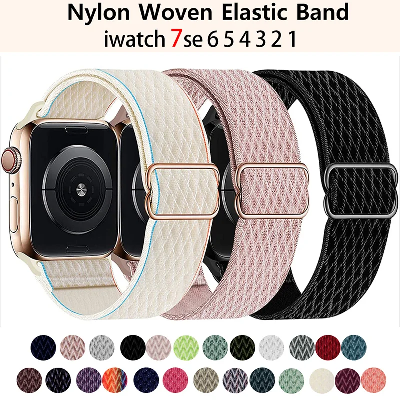 

Scrunchie Strap for Apple watch band 44mm 40mm 45mm 41mm 42mm 38mm 44 Elastic Nylon solo Loop bracelet iWatch serie 3 4 5 6 se 7