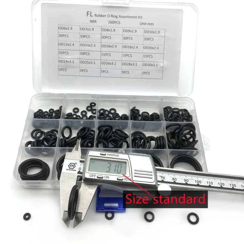 Черное резиновое уплотнительное кольцо 260 шт./лот набор для уплотнения шайбы 15