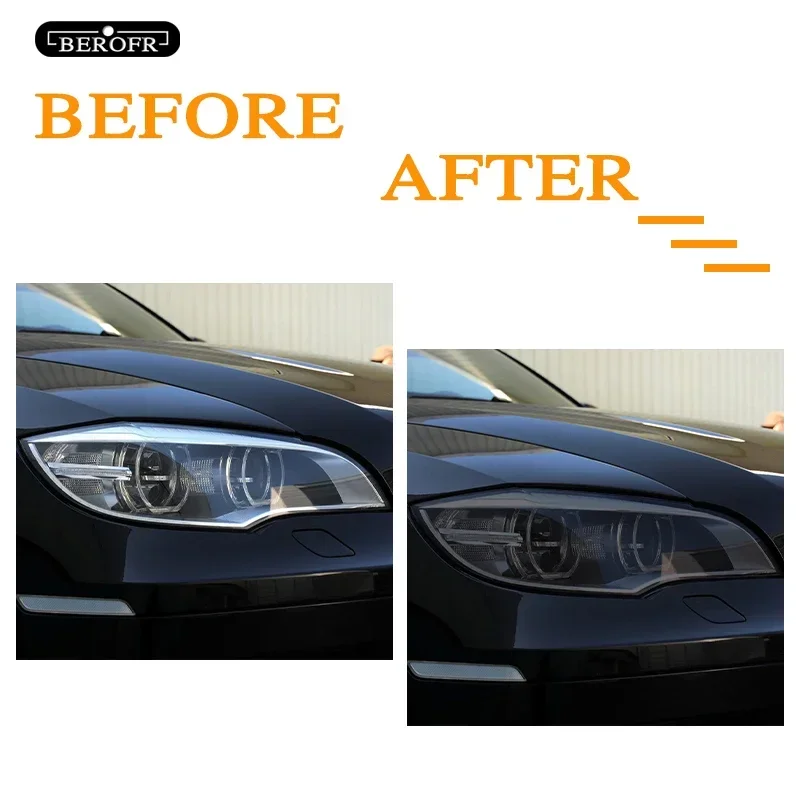Фото 2 шт. для BMW X6 M E71 2008-2014, оттенок автомобильных фар, черная защитная пленка, передняя фара, прозрачная наклейка из ТПУ, аксессуары №4