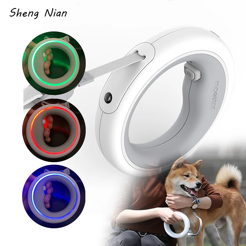 Smart Pet Dog Leash Retractable 3M Long Leashes Roulette Rope APP Adjustable LED Light Walking Data Record Lead Dog Accessries