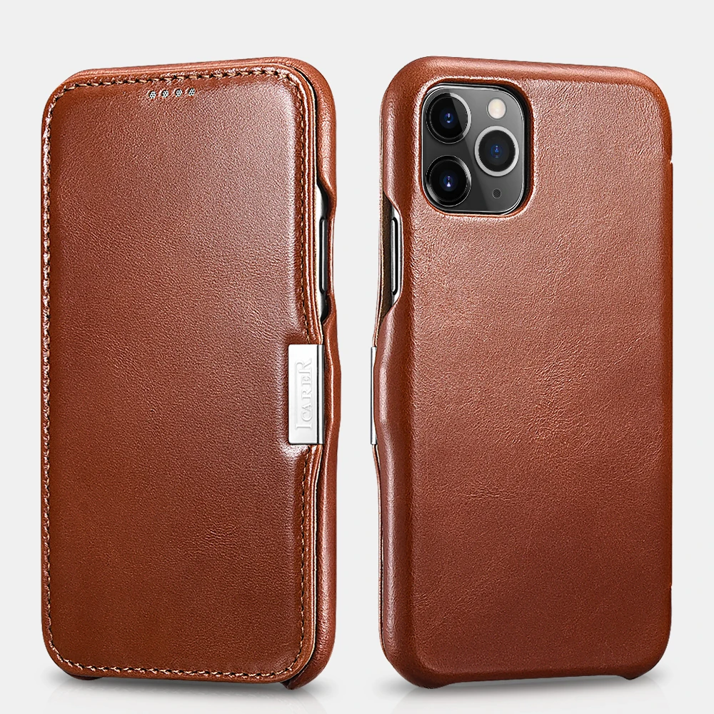 

Retro Luxury Genuine Leather Metal Magnetic Flip Case for iPhone 13 12 mini 11 Pro Max Xs Max XR X 8 7 Plus Original Phone Cover