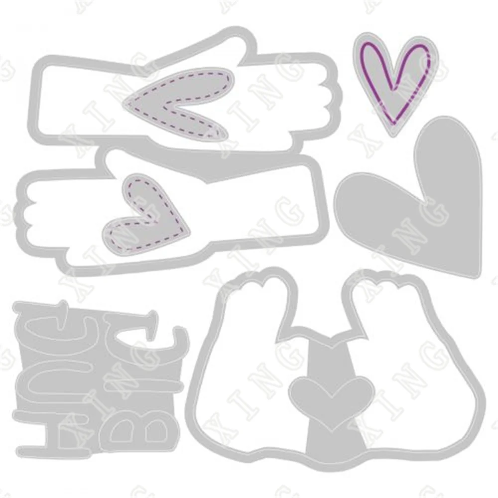 

Framelits Die Set 7pk W/3pk Stamps Big Hugs 2022 New Metal Cutting Dies and Stamps Diy Scrapbooking Gift Box Handmade Decoration