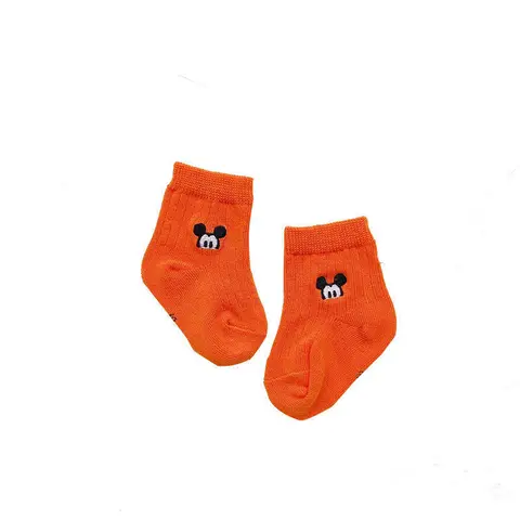 Носки детские однотонные с принтом Микки Мауса, Модные дышащие хлопковые средней длины, для мальчиков и девочек