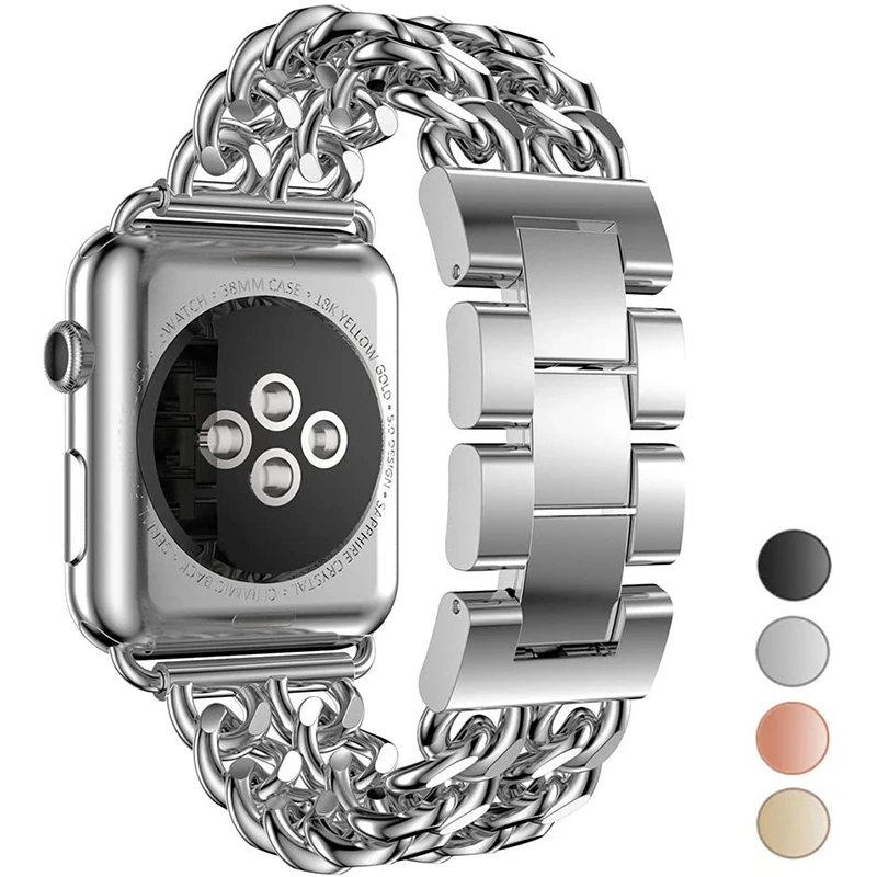 

Secbolt Bands Compatible with Apple Watch 38mm 40mm 41mm 42mm 44mm 45mm iWatch SE Series 8 7 6 5 4 3 2 1 Stainless Steel Chain