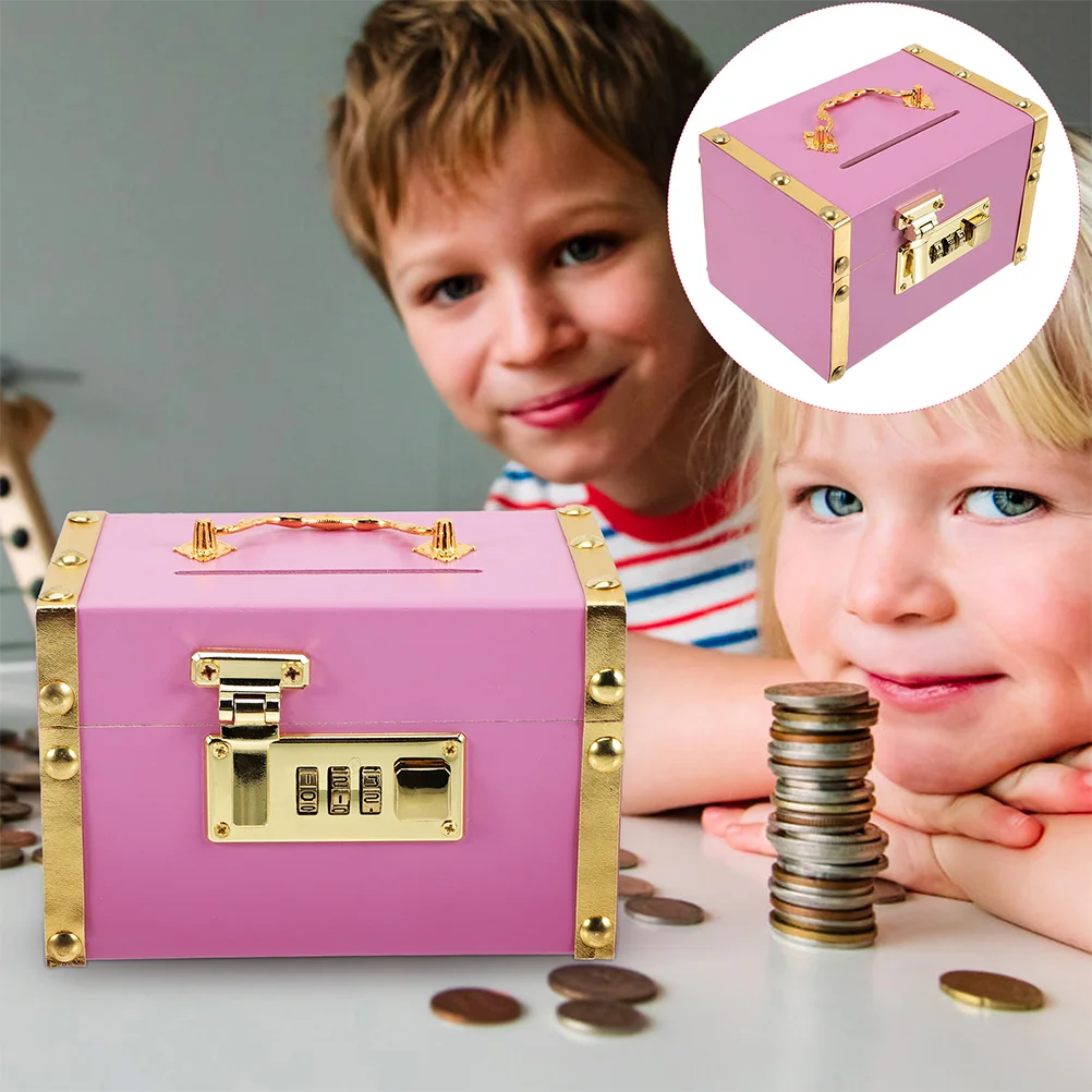 

Box Bank Wooden Money Piggy Coin Savings Treasure Saving Lock Wood Clear Storage Cash Jar Case Vintage Lockable Jewelry Kids