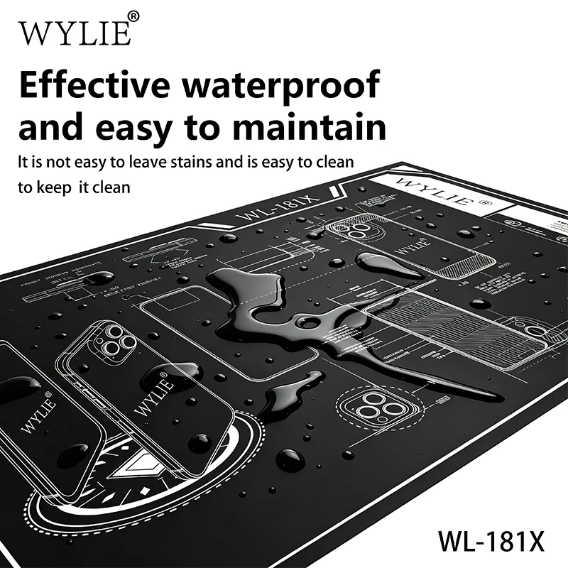 Фото Термостойкий изолированный силиконовый коврик для пайки WYLIE WL-181X, гибкая антидеформационная рабочая подложка для ремонта материнских плат телефонов №5