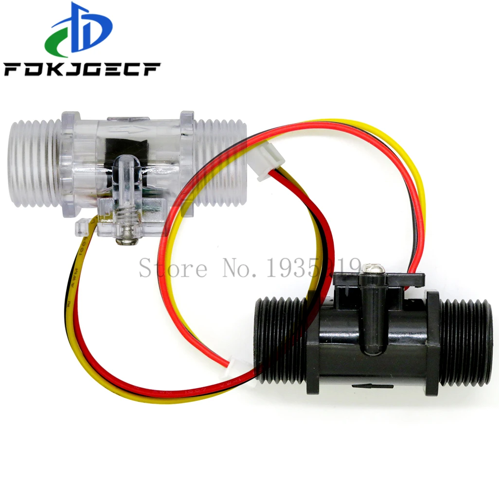 Прозрачный черный расходомер YF-201C датчик расхода воды турбинный расходомер 4-точечный датчик расхода