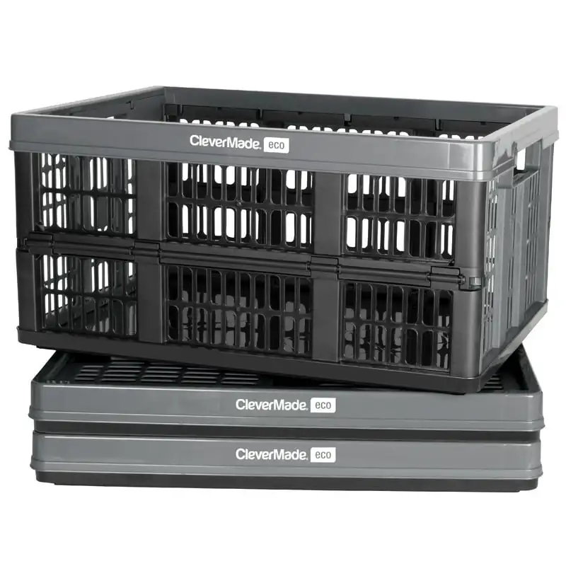 

Collapsible Grated Utility Crates, 12 Gal Grey, 3