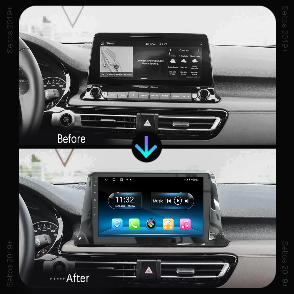Android 10 Восьмиядерный 6 + 128G для KIA Seltos 2019 автомобильный DVD мультимедийный стерео