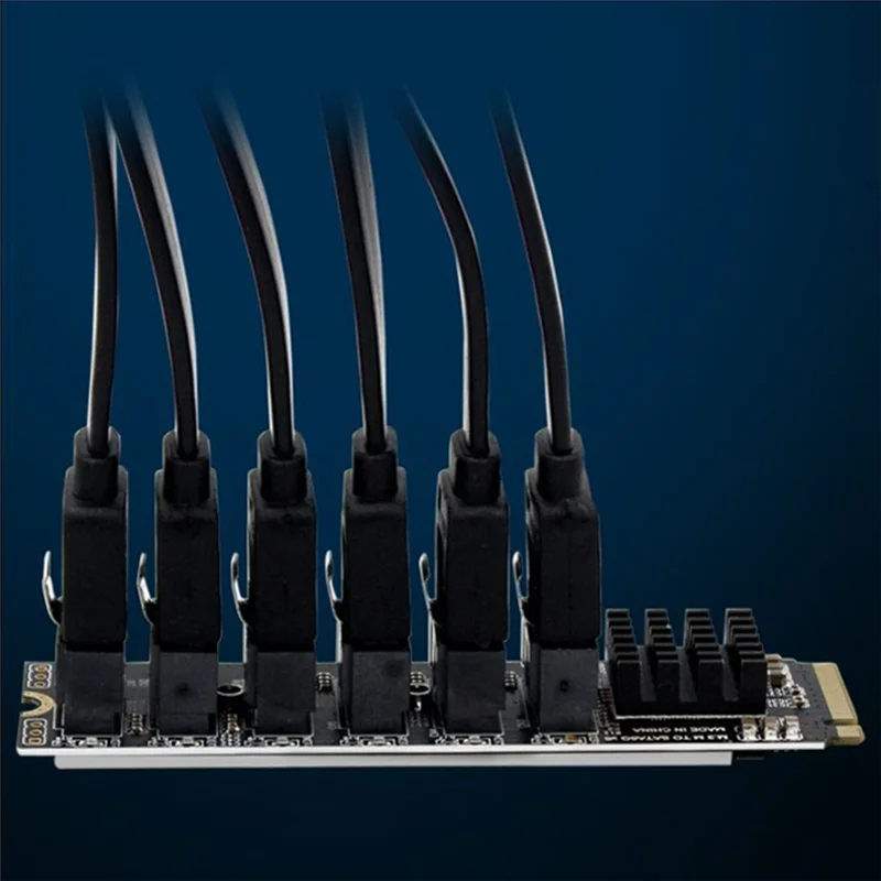 Плата расширения M.2 MKEY PCI-E плата NVME на SATA3.0 PCIE SATA 6Gpbsx6-Port ASM1166 поддержка функции PM
