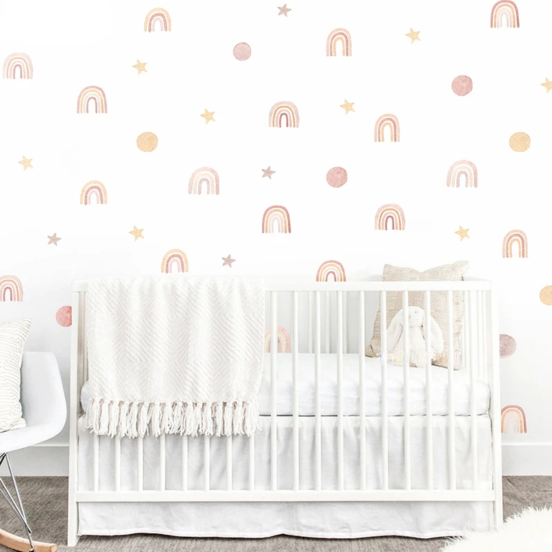 

Boho Rainbow Wall Sticker for Baby Room Children Room Cute Polka Dot Stars Nursery Stickers Home Decoration