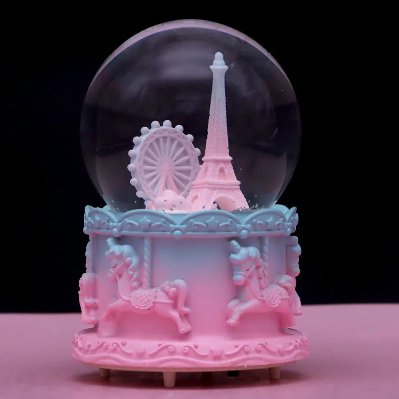 

Valentine's Day Gift Tower Crystal Ball Snowflake Music Box Romantic Music Box Sky City Holiday Gift Carousel Led Music Box