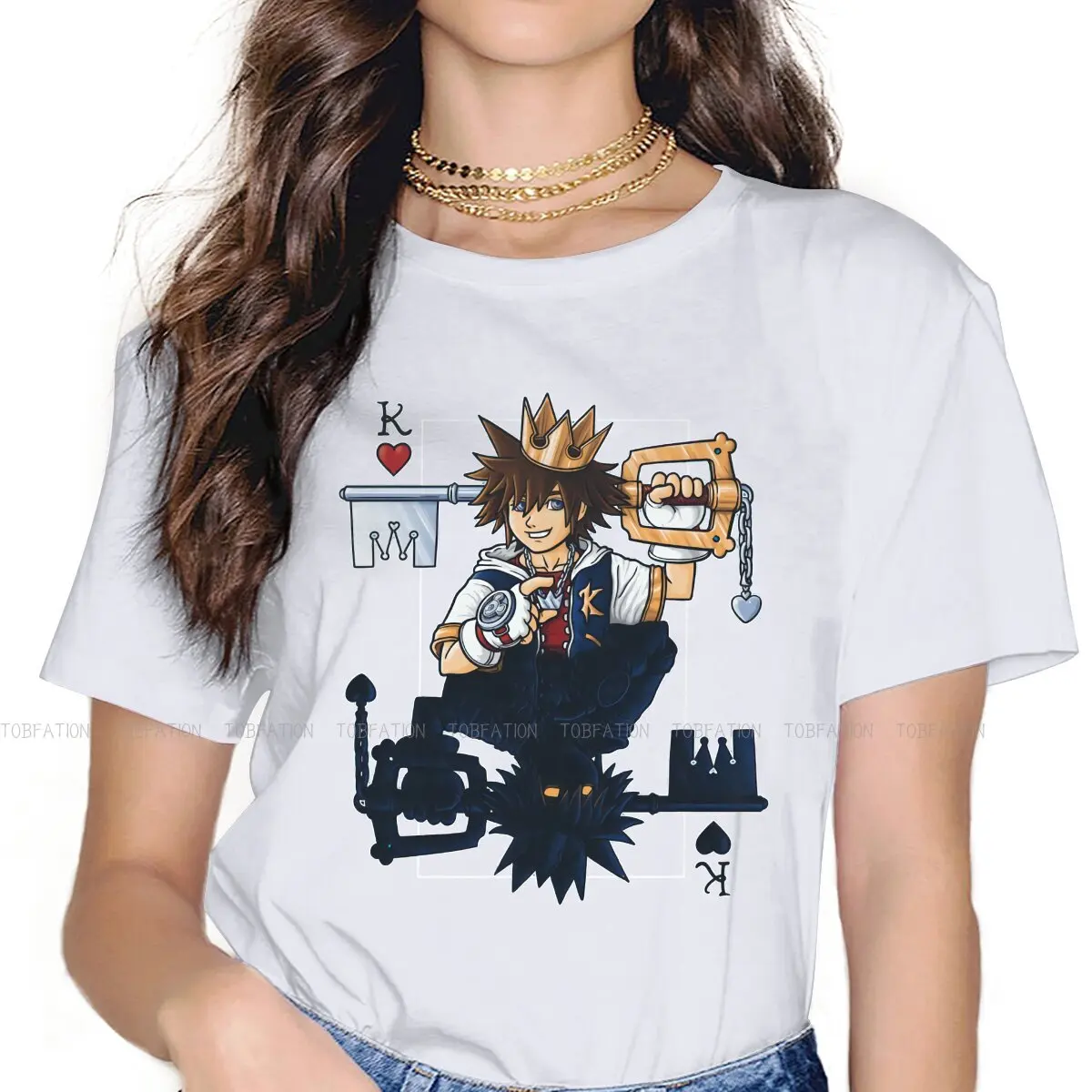 

Sora The Heart of The Heartless Women TShirt Kingdom Hearts Riku Game Girls Basic Tops O-neck Female T Shirt Hipster Gift